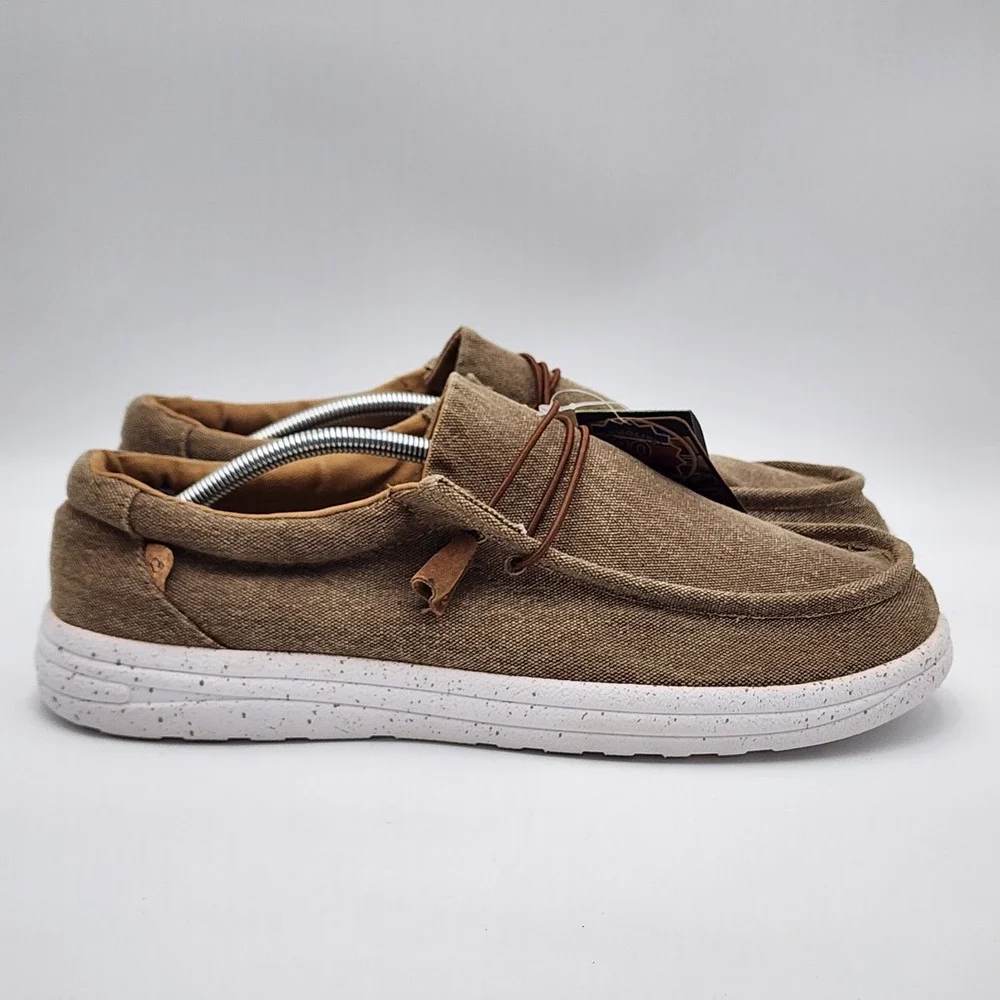 Lamo Men's‎ Canvas Slip-On Khaki Shoes Sneakers JIAXING09  NWT